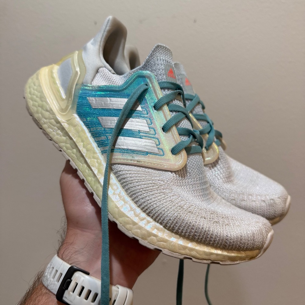Adidas Ultraboost 20 Grey Teal Iridescent Running Shoes FV8336 Womens 7.5